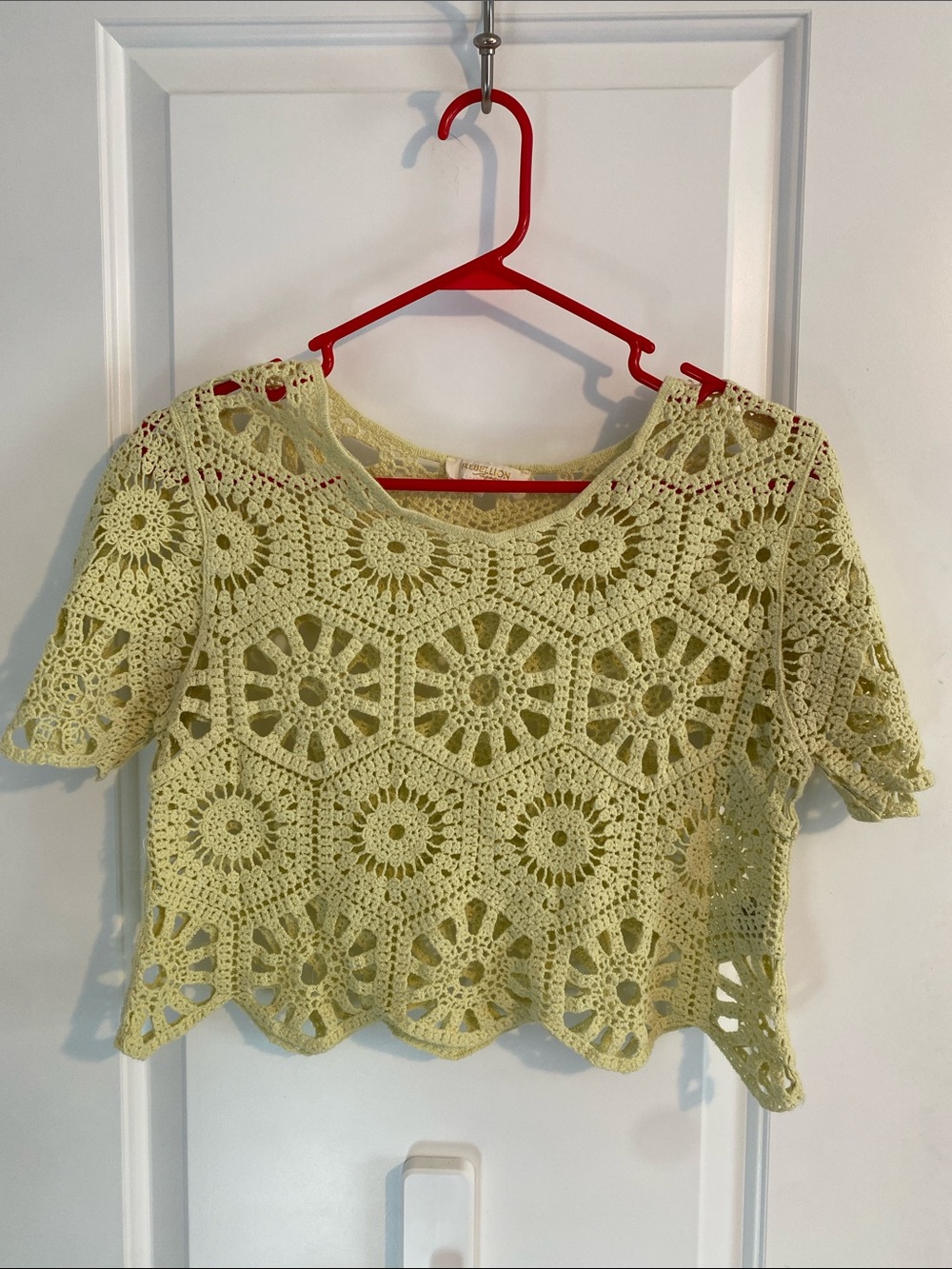 Rebellion Light Yellow Crochet Crop Top